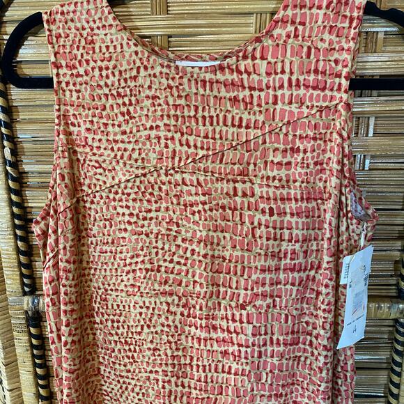Napa Valley Linen Blend Maxi Dress Red Print Sleeveless Side Slit NWT Small - Picture 2 of 9